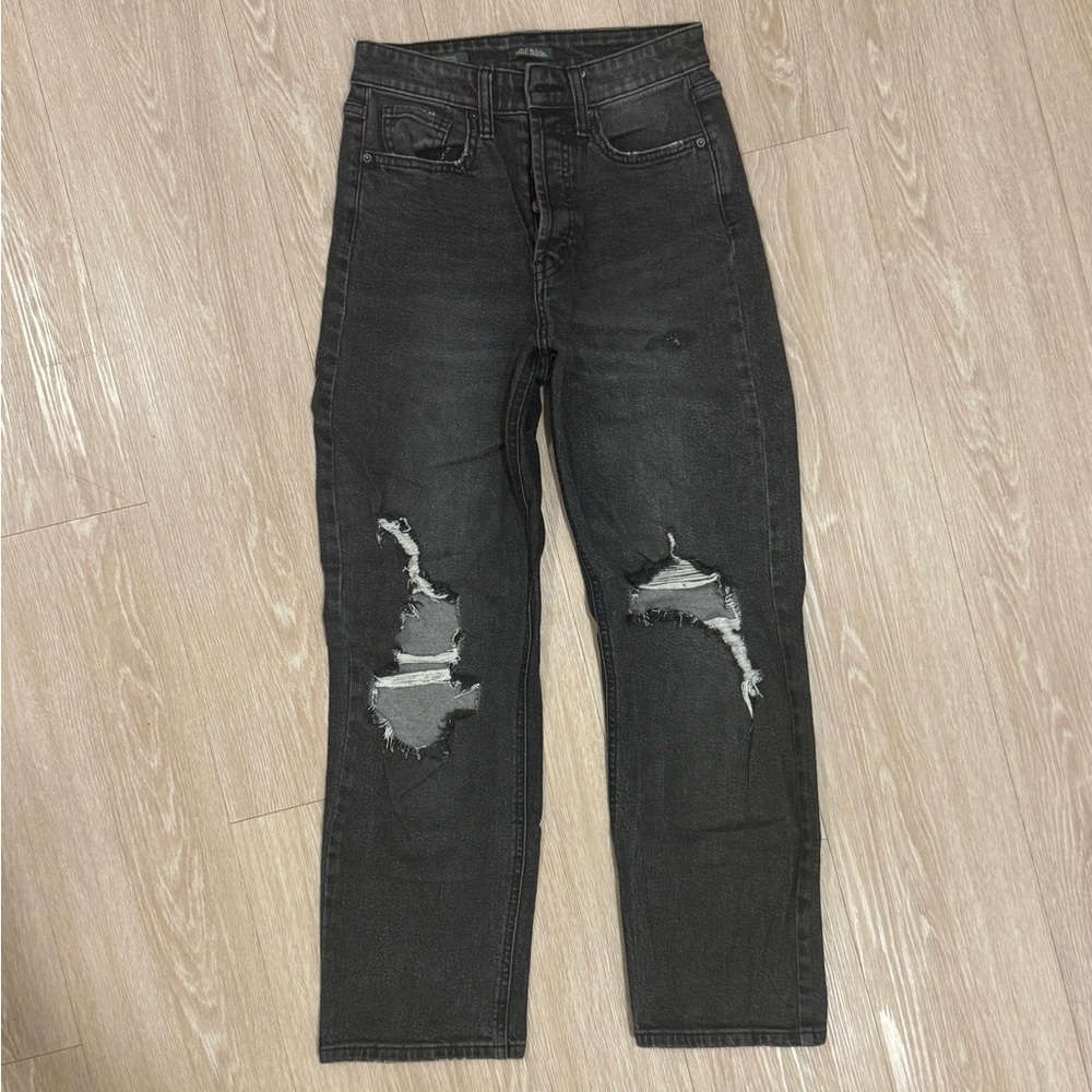 Wild Fable Black Wash Distressed High-Rise Straight-Leg Jeans